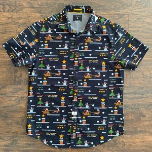 Mens Christmas Video Game Button Down Shirt